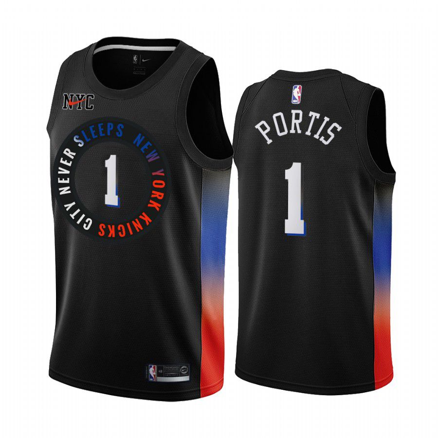 Men New York Knicks 1 bobby portis black city edition 2020 nba jersey